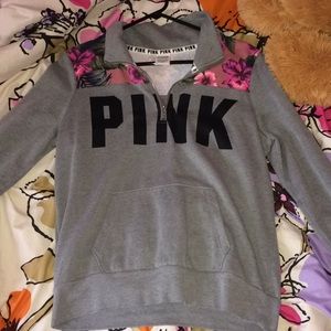 PINK floral quarter zip